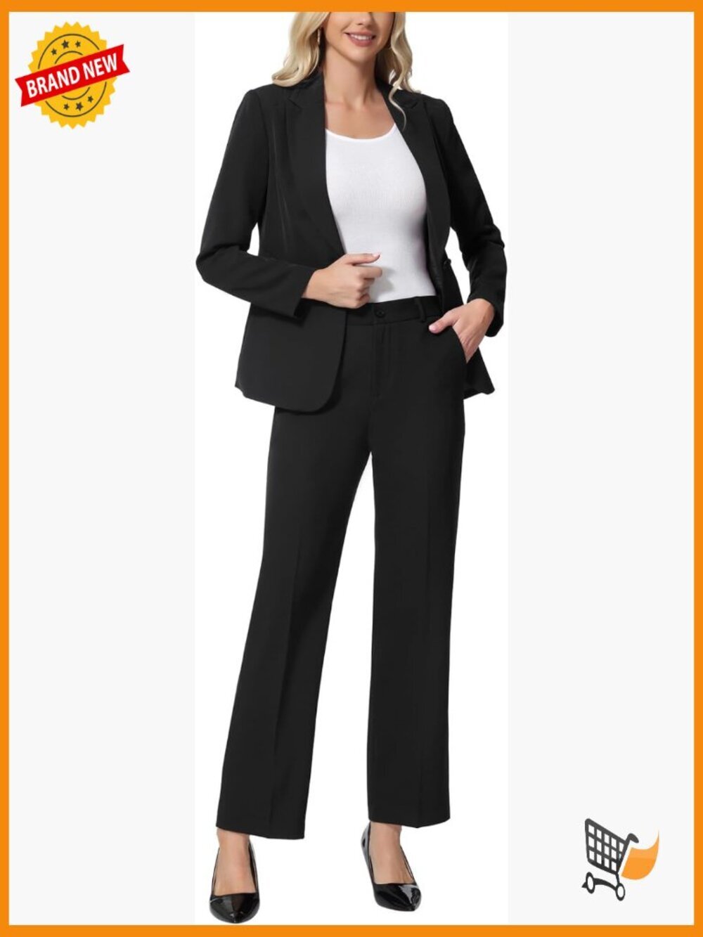 Womens 2 Piece Suit Set Business Blazer Pantsuits Peak Lapel One Button Work